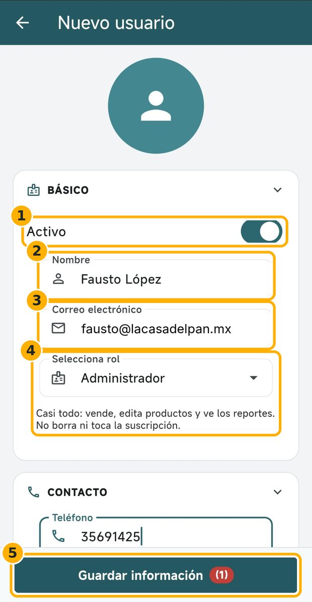 Paso 2: Escribe sus datos y elige su rol