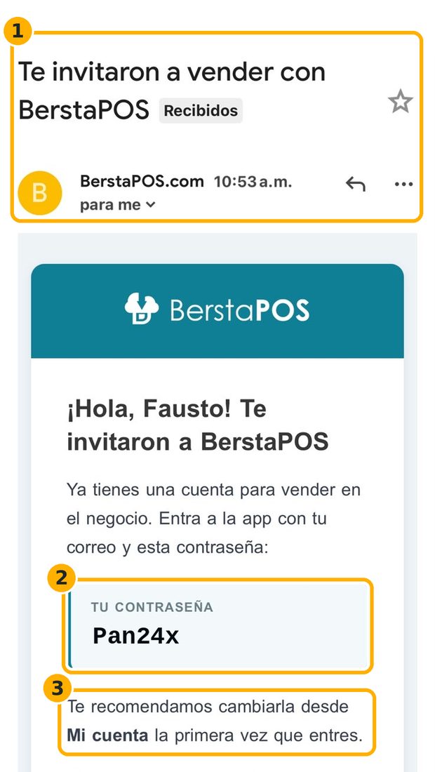 Paso 3: Tu compañero recibe su contraseña por correo