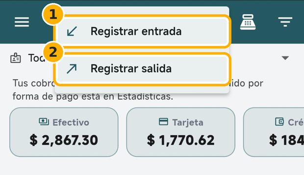 Paso 2: Registra el efectivo que entra o sale del cajón