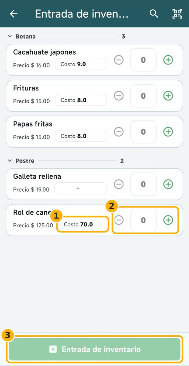 Paso 6: Registra entradas de varios productos a la vez