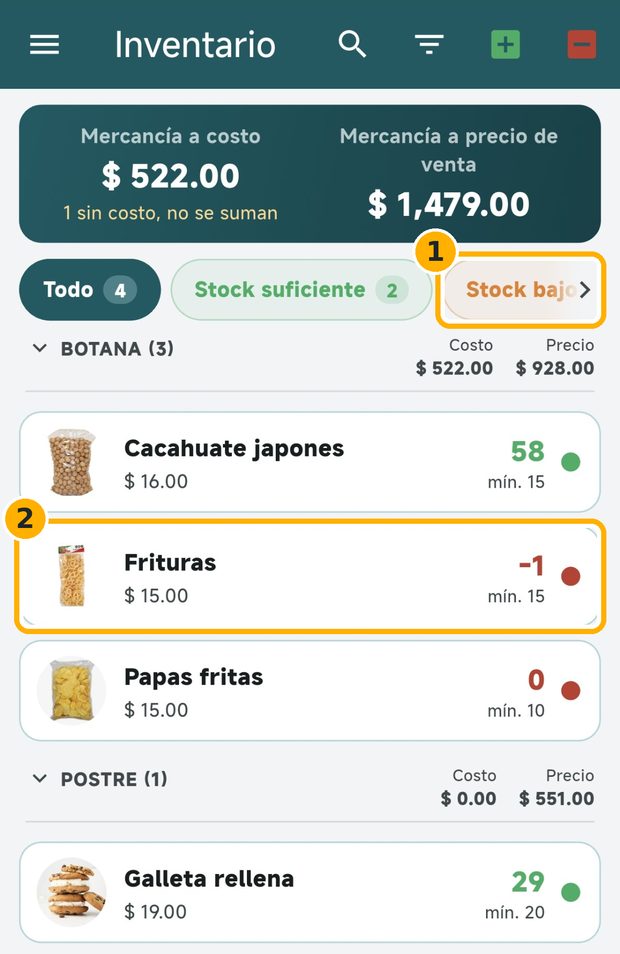 Paso 8: Vigila el stock bajo