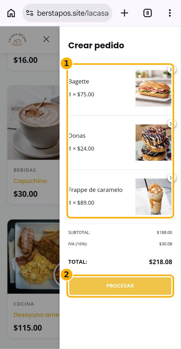 Paso 1: El cliente arma su pedido