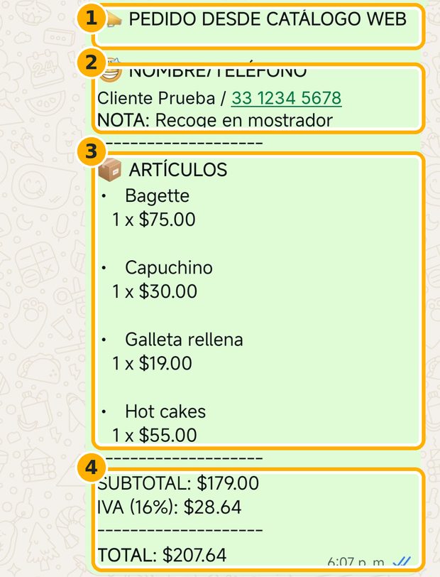 Paso 7: Si elegiste recibir pedidos por WhatsApp