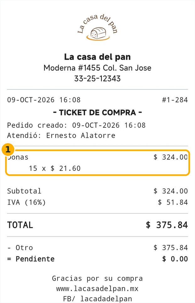 Paso 7: Así se ve en el ticket