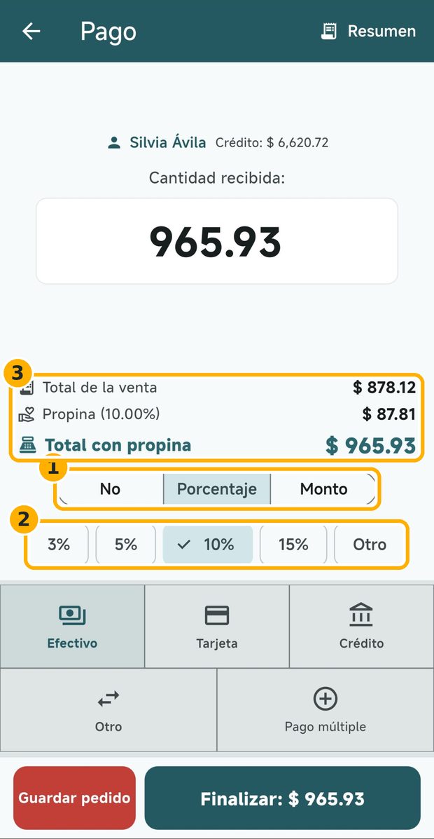 Paso 1: Agrega propina