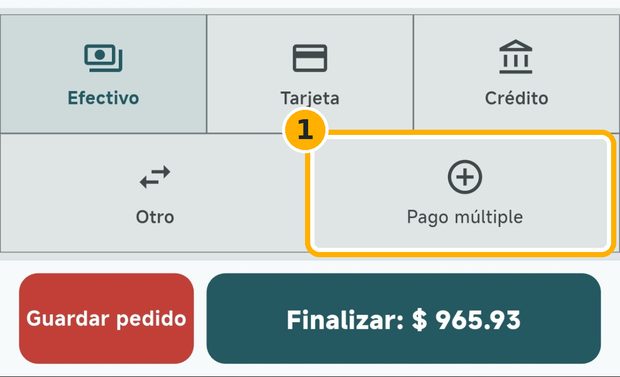 Paso 2: Divide la cuenta con Pago múltiple
