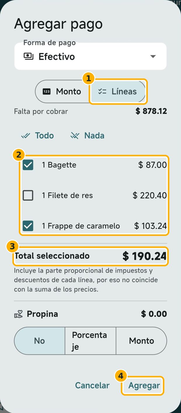 Paso 4: O agrega un pago por productos