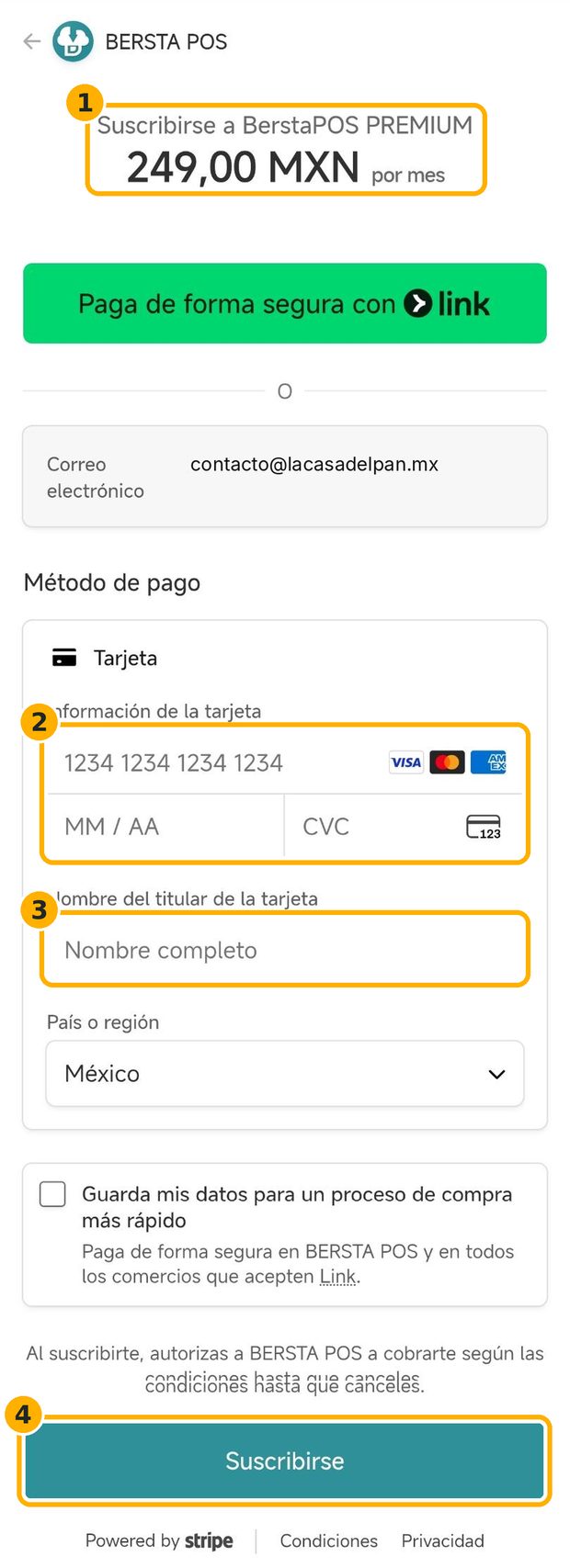 Paso 3: Paga con tarjeta