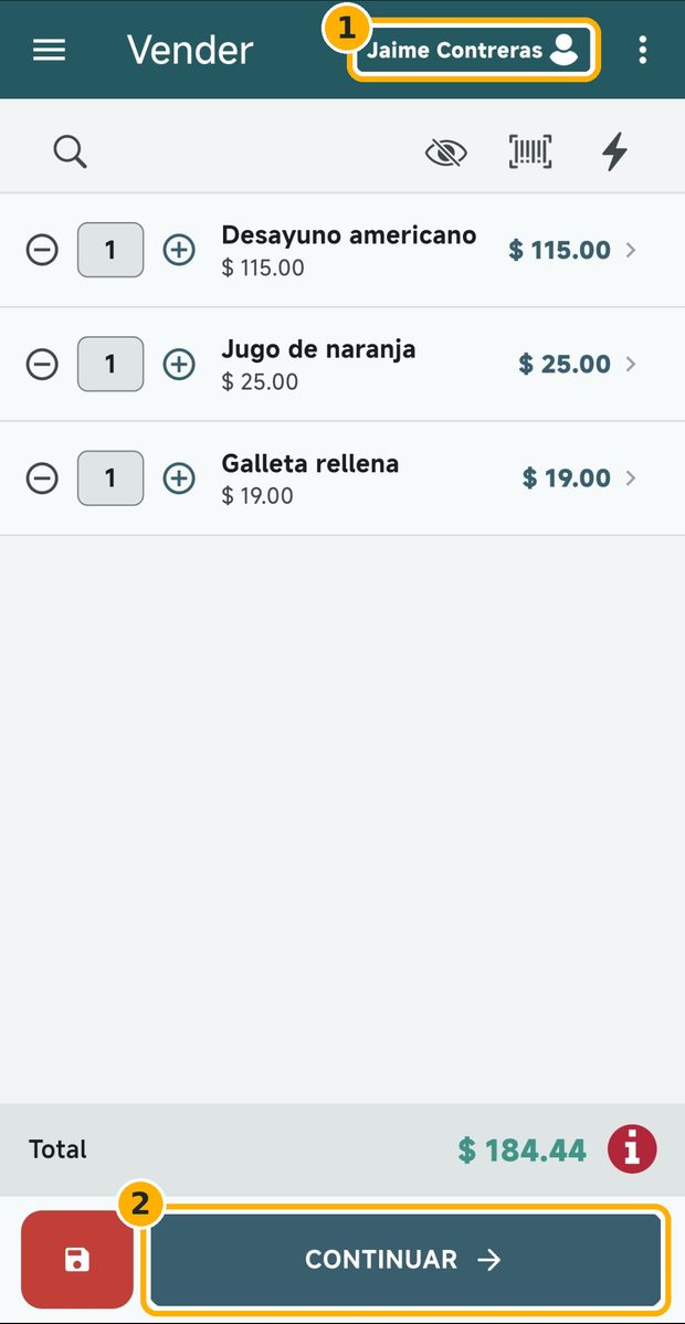 Paso 3: Revisa la venta y continúa