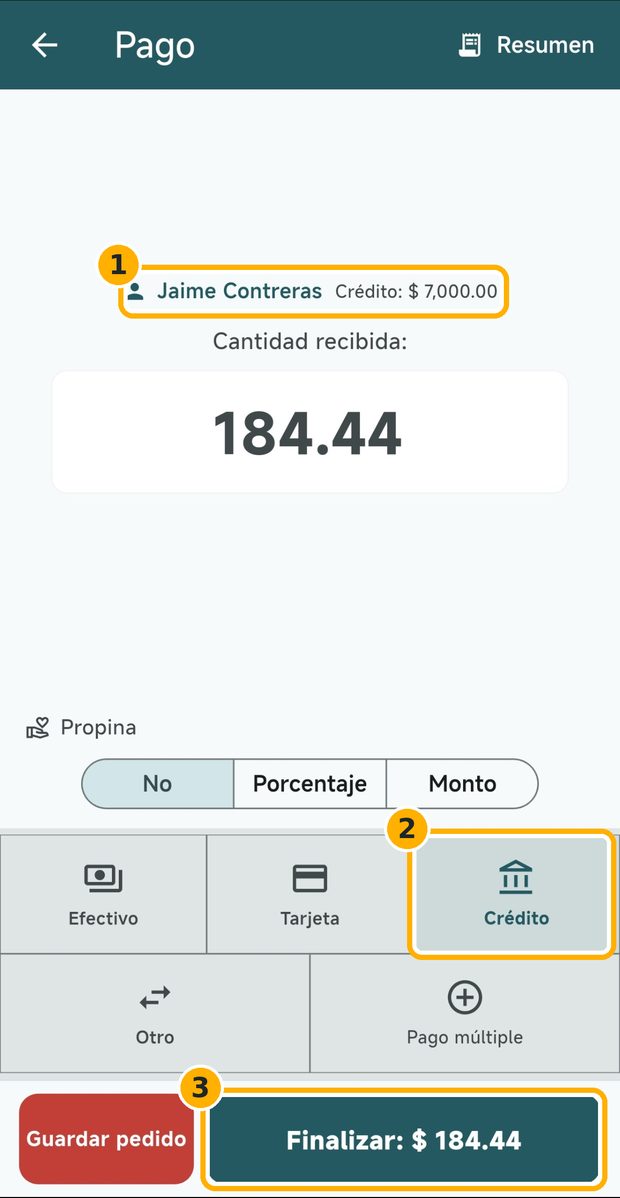 Paso 4: Cobra a crédito