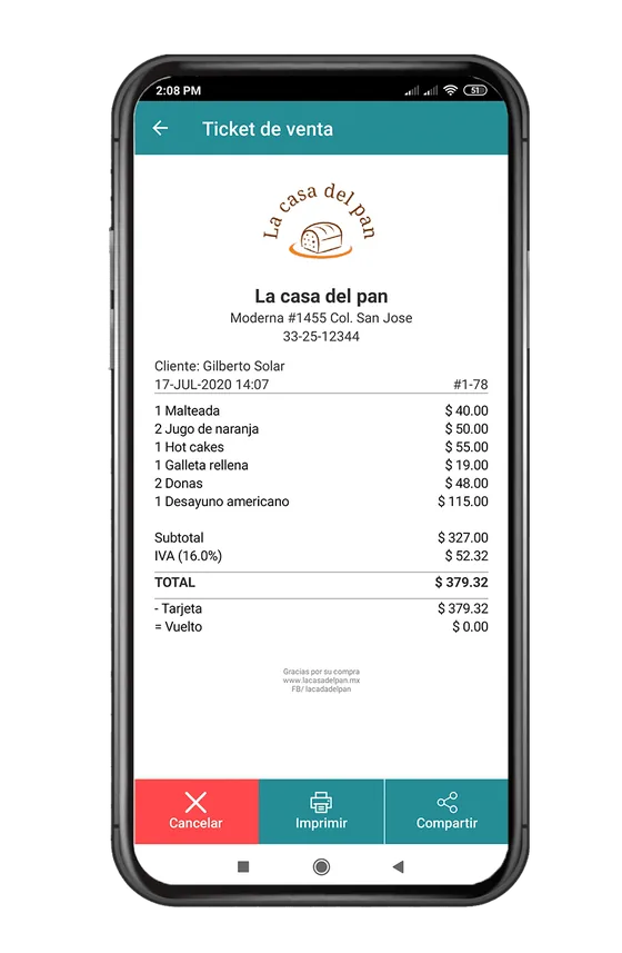 Captura de BerstaPOS: Tickets impresos o digitales